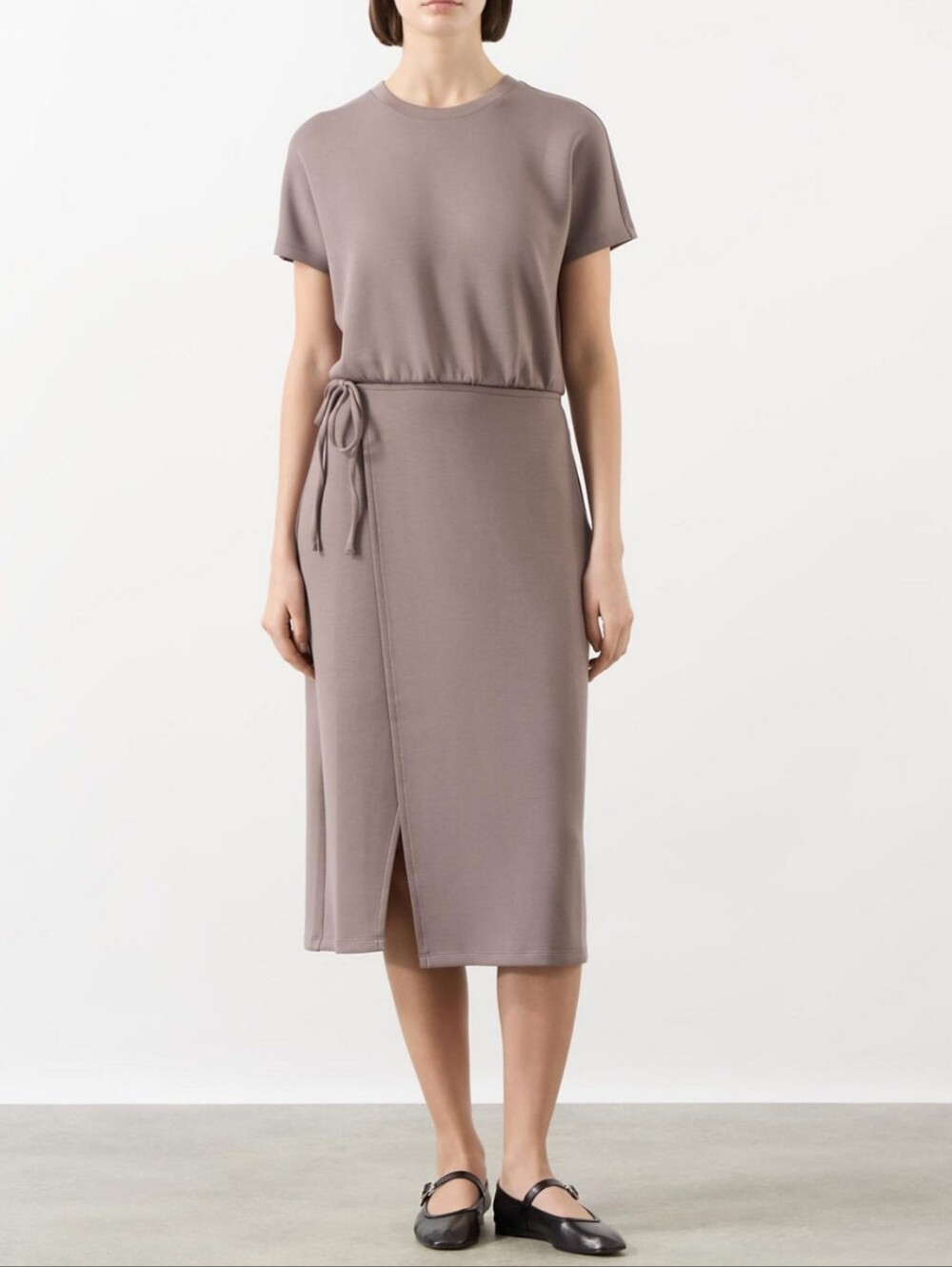 Spanx AirEssentials Tie Waist Midi Dress In Smoke